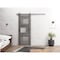 Vdomdoors Sturdy Barn Door 18 x 96in, Sete 6933 Nebraska Grey W/ Frosted Glass, SS 6.6FT Rail Hangers Heavy Set SETE6933BD-S-NEB-1896 - alternate 3